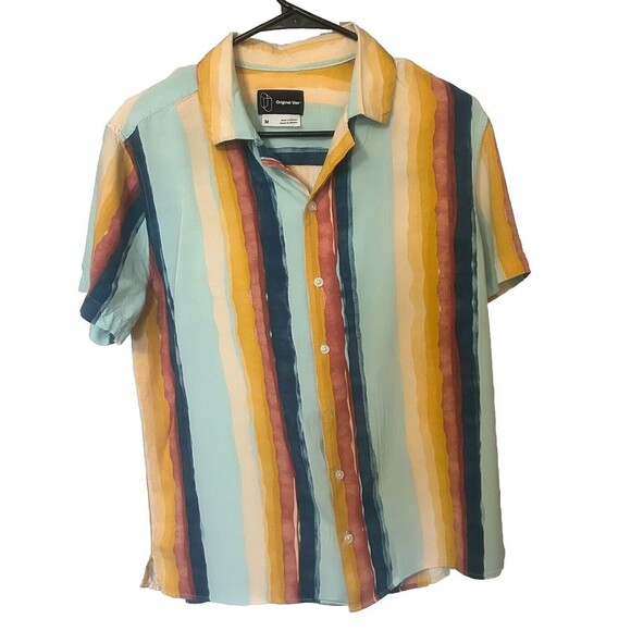 Original Use Men's Medium Colorful Striped Cotton Button Down Shirt-read notes - Picture 1 of 7